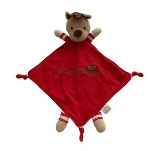 Linmark Reindeer Plush Lovey My First Christmas Red Baby Security Blanket 9"X 9"